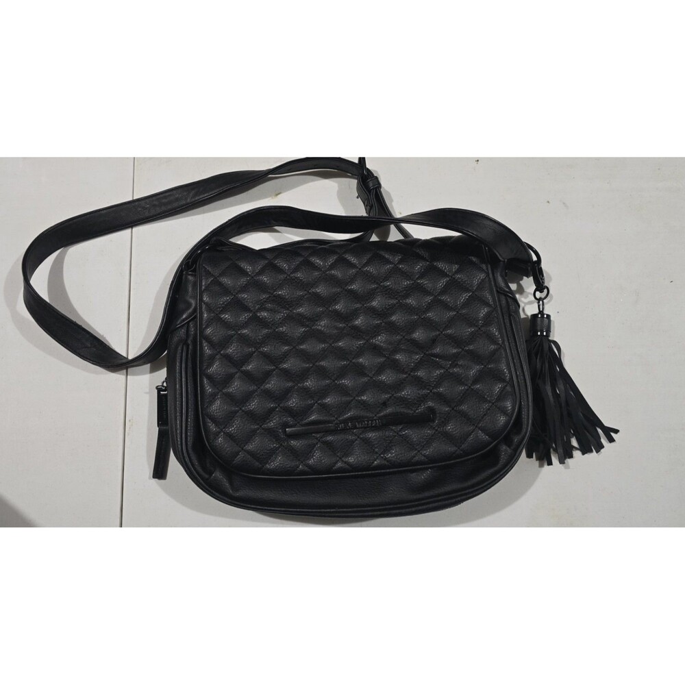 Steve Madden Black Quilted Crossbody Bag w/ Tassel Charm, Magnetic, Lined